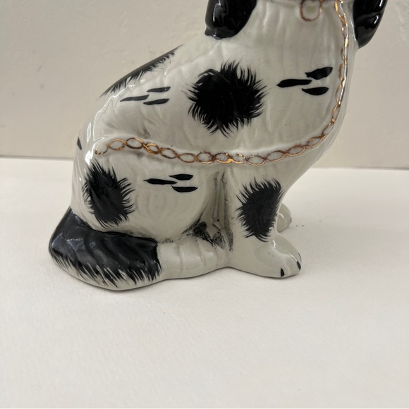 Staffordshire dog Staffordshire Figurine statue black white spaniel porcelain - Picture 7 of 15